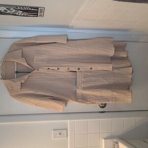 Beige Button-Up Summer Shorts Set